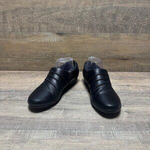 Clarks Collection Black Leather Loafers Women's Size 8